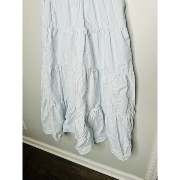 DEREK LAM COLLECTIVE Blue 100% Cotton Hourglass Layered Midi Dress Size 44 - Picture 9 of 13